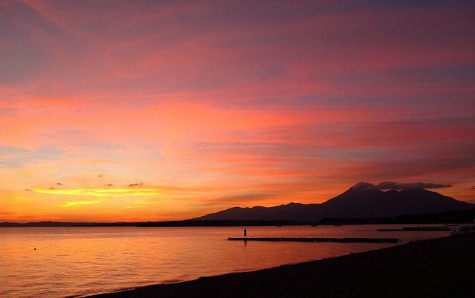 猪苗代湖夕焼け